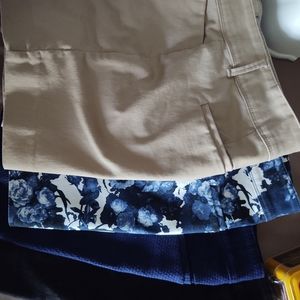 Limited Shorts 4 pair, Khaki, blue floral, blue textured, black Size 8,5"inseam